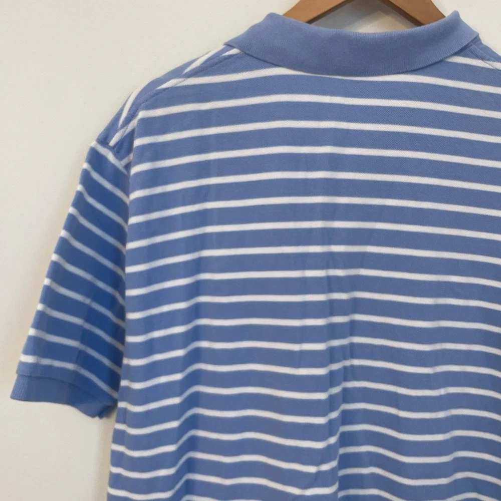 Polo Ralph Lauren Shirt XL Blue White Striped Orange‎ Pony Preppy Cotton Mens XL